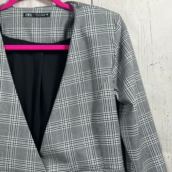ZARA Plaid Blazer Dress Bloggers Favorite Preppy Chic Mini Dress Academia Office - Picture 3 of 14
